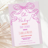 Chá de fraldas Retro-Rosa Mão-Rosa Branco Desenhad