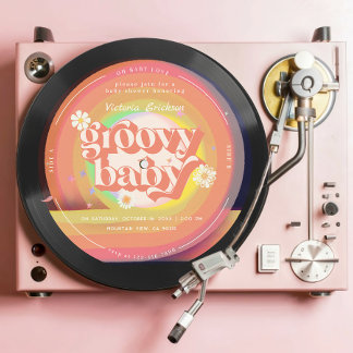 Convites chá de fraldas Retro-Vinil