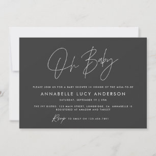 Convites Chá de fraldas rolo branco preto moderno