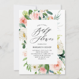 Convites Chá de fraldas Romântico de Pêssegos de Aquarela