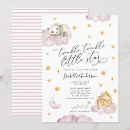 Convites Chá de fraldas Rosa Amarelo-Amarelo-Brilhante