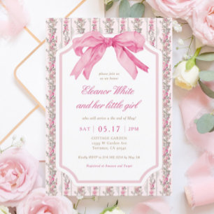 Convites Chá de fraldas Rosa Arco Vintage Baby Girl