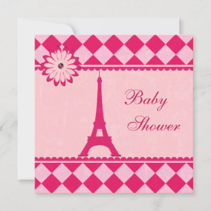 Convites Chá de fraldas rosa Argyle Torre Eiffel