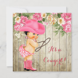 Convites Chá de fraldas Rosa Boots Floral Brunette