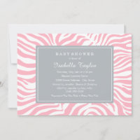 Chá de fraldas Rosa-Chic e Cinza Zebra Stripe Garo