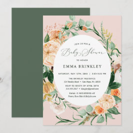 Convites Chá de fraldas Rosa Cinzento Boho Greenerescente