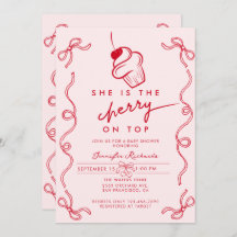 Chá de fraldas Rosa Cupcake de Cereja Vermelha