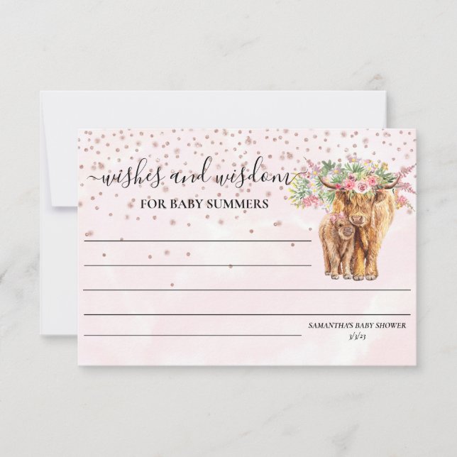Convites Chá de fraldas rosa das vacas altas deseja sabedor (Frente)