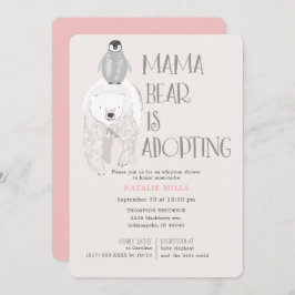 Convites Chá de fraldas Rosa de Adoção da Mamãe Ursa