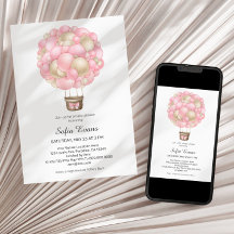 Chá de fraldas Rosa de Balão de Ar Quente