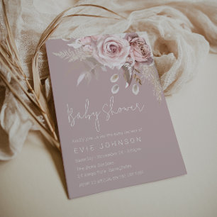 Convites Chá de fraldas Rosa de Modern Boho Dusty