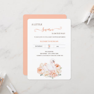 Convites Chá de fraldas Rosa de Swan para Bebês Adorável