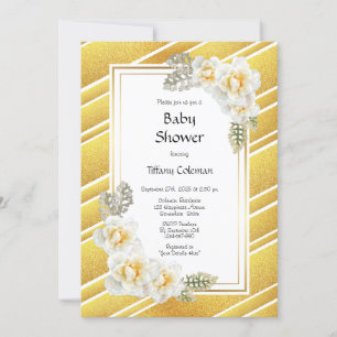 Convites Chá de fraldas Rosa Dourado