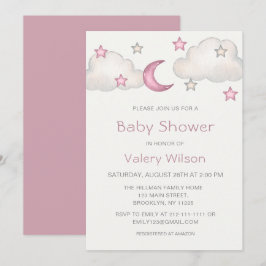 Convites Chá de fraldas Rosa Dusty