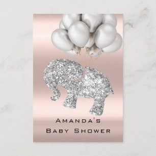 Convites Chá de fraldas Rosa Elefante Garota Silver