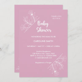 Convites Chá de fraldas rosa Floral Vintage