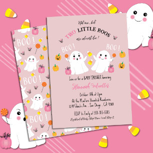 Convites Chá de fraldas Rosa Gêmeos do Halloween