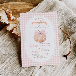 Convites Chá de fraldas Rosa Gingham Little Pumpkin Girl
