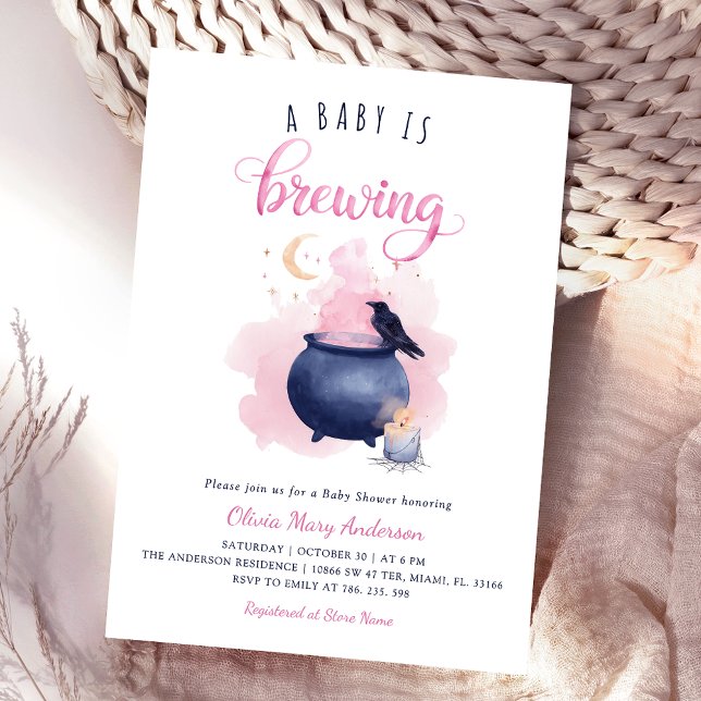 Convites Chá de fraldas Rosa Halloween (Criador carregado)