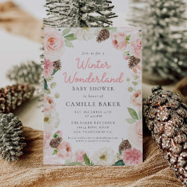 Convites Chá de fraldas Rosa Inverno
