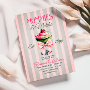 Convites Chá de fraldas Rosa Matcha Arco Rosa de Morango