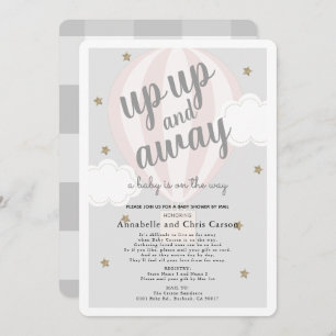 Convites Chá de fraldas rosa para o balão de ar quente para