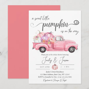 Convites Chá de fraldas Rosa Pumpkin Doce