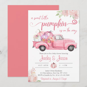 Convites Chá de fraldas Rosa Pumpkin Doce