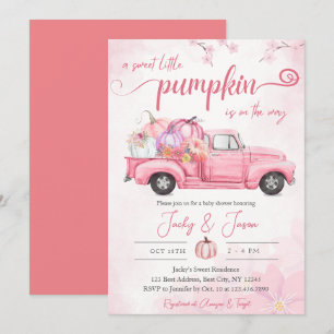 Convites Chá de fraldas Rosa Pumpkin Doce