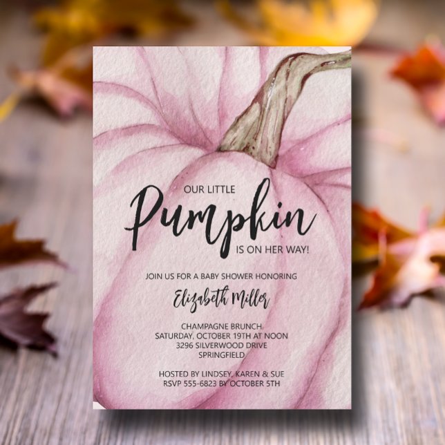 Convites Chá de fraldas Rosa Pumpkin Girl (Criador carregado)