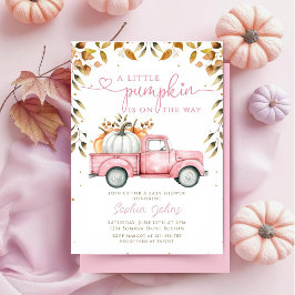 Convites Chá de fraldas Rosa Pumpkin Truck Fall