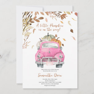 Convites Chá de fraldas Rosa Pumpkin Truck Girl