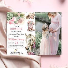 Convites Chá de fraldas rosa-rodeo ocidental do cowboy