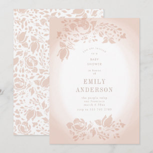 Convites Chá de fraldas Rosa Romântico Suave