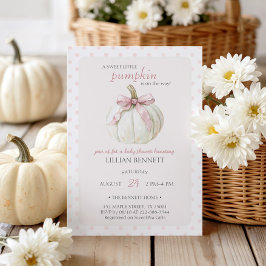 Convites Chá de fraldas Rosa-Rosa-Abóbora Branco