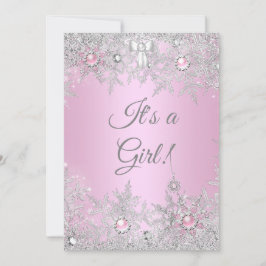 Convites Chá de fraldas Rosa Rosa Maravilha de inverno