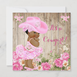 Convites Chá de fraldas rosa-rosa, -rosa, moça de madeira é