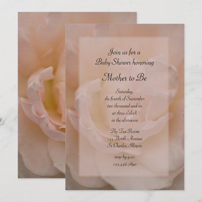 Convites Chá de fraldas Rosa Rosa Rosa rico (Frente/Verso)