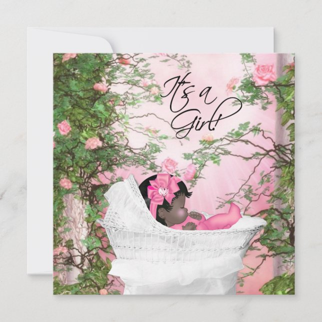 Convites Chá de fraldas Rosa Rosa Rosa Rosa (Frente)