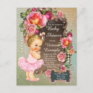 Convites Chá de fraldas Rosa Rosa Rosa Rosa Pearl Tutu