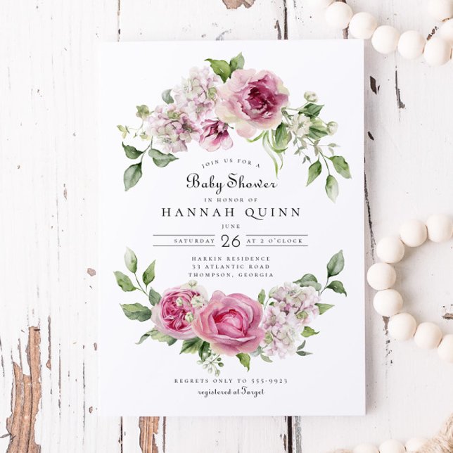 Convites Chá de fraldas Rosa Rosa Rosa Rosa Rosa Rosa, Hydr (Criador carregado)