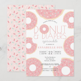 Convites Chá de fraldas Rosa Sprinkle do Rosquinha e Fralda