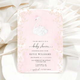 Convites Chá de fraldas Rosa Swan Princess
