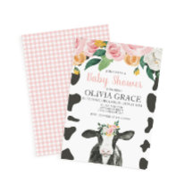 Chá de fraldas rosa-vaca, floral e Gingham