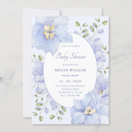 Convites Chá de fraldas roxo de flor mole