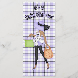 Convites Chá de fraldas roxo e preto (versão de pele escura