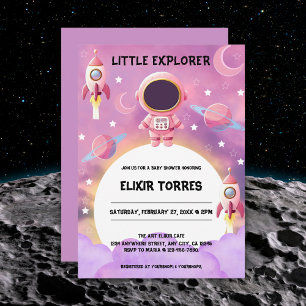 Convites Chá de fraldas Roxo Moderno do Little Explorer