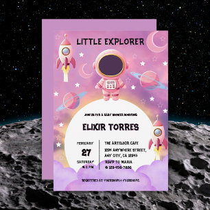 Convites Chá de fraldas Roxo Moderno do Little Explorer