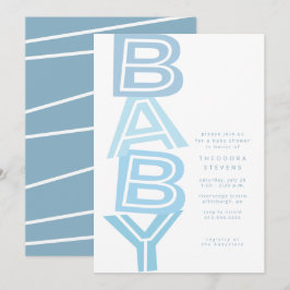 Convites Chá de fraldas roxo, moderno e azul-claro