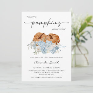 Convites Chá de fraldas Russo Blue Fall Twins Pumpkins